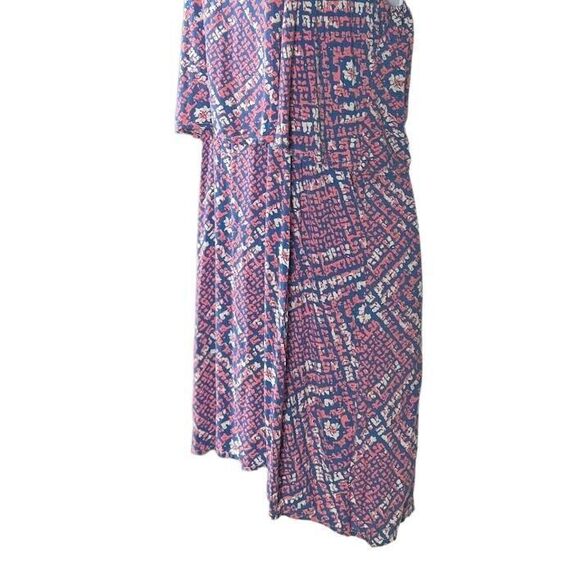 West Loop Colorful Print Two-Tier Summer Mini Sundress Blue/Pink/White S… - Picture 3 of 12